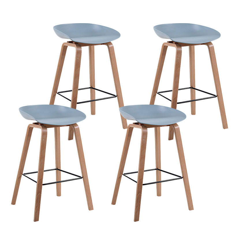 Taburete de bar sin brazos con respaldo moderno, taburete de bar de madera para el hogar con asiento de plástico