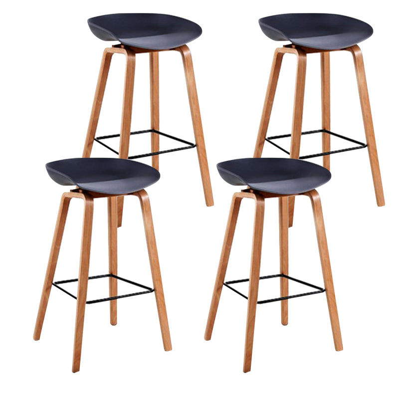 Taburete de bar sin brazos con respaldo moderno, taburete de bar de madera para el hogar con asiento de plástico