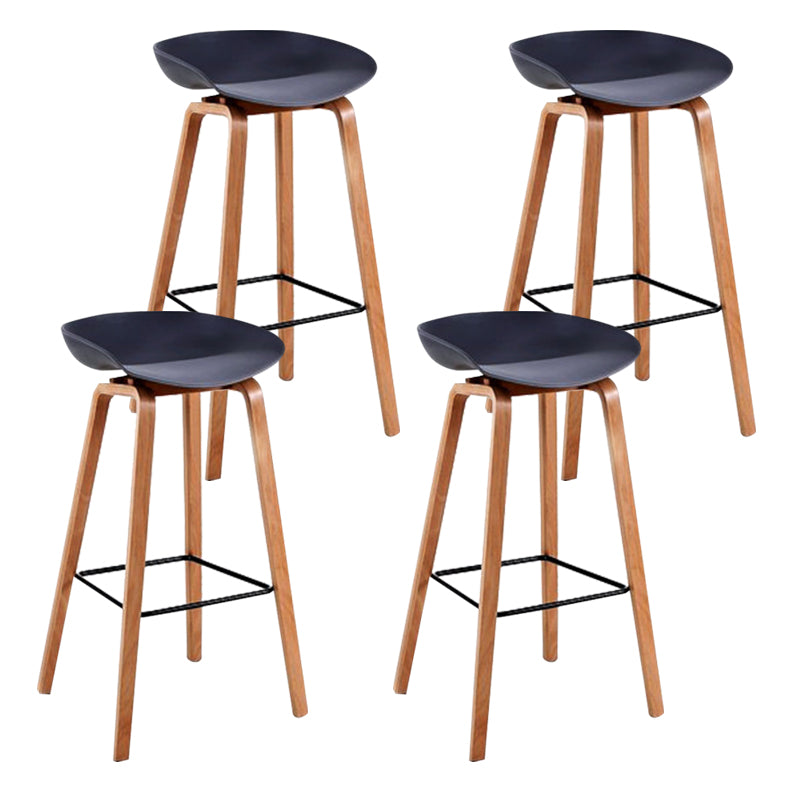 Taburete de bar sin brazos con respaldo moderno, taburete de bar de madera para el hogar con asiento de plástico
