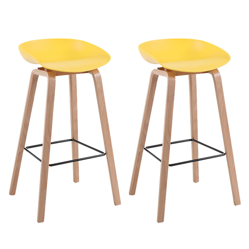 Taburete de bar sin brazos con respaldo moderno, taburete de bar de madera para el hogar con asiento de plástico