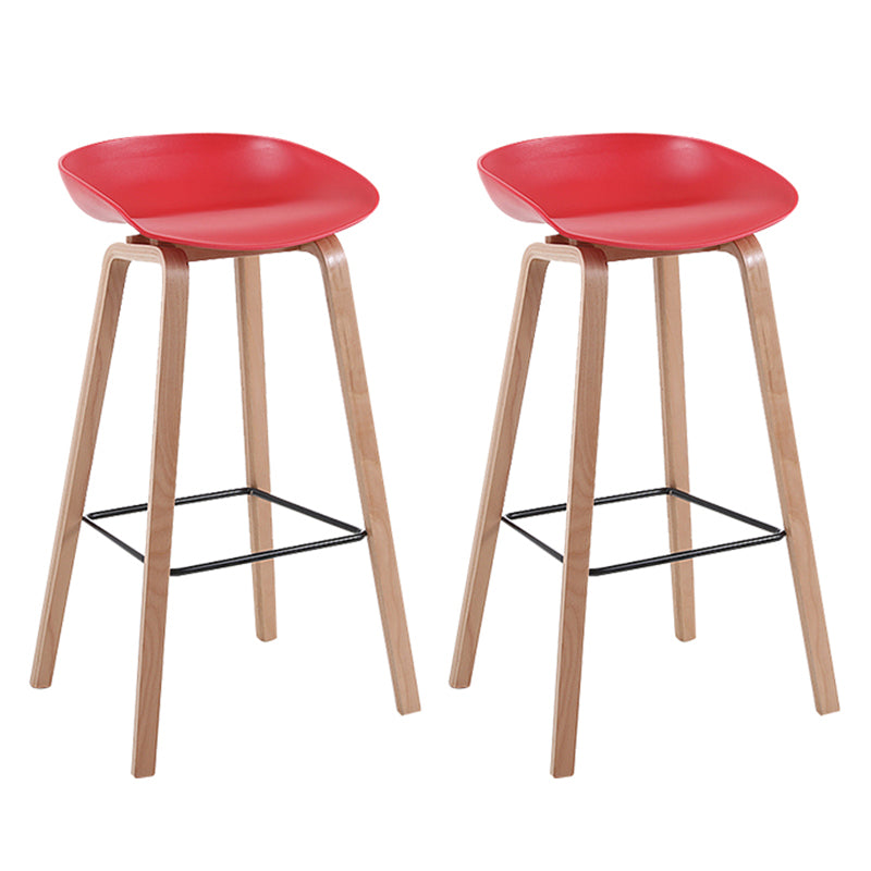 Taburete de bar sin brazos con respaldo moderno, taburete de bar de madera para el hogar con asiento de plástico