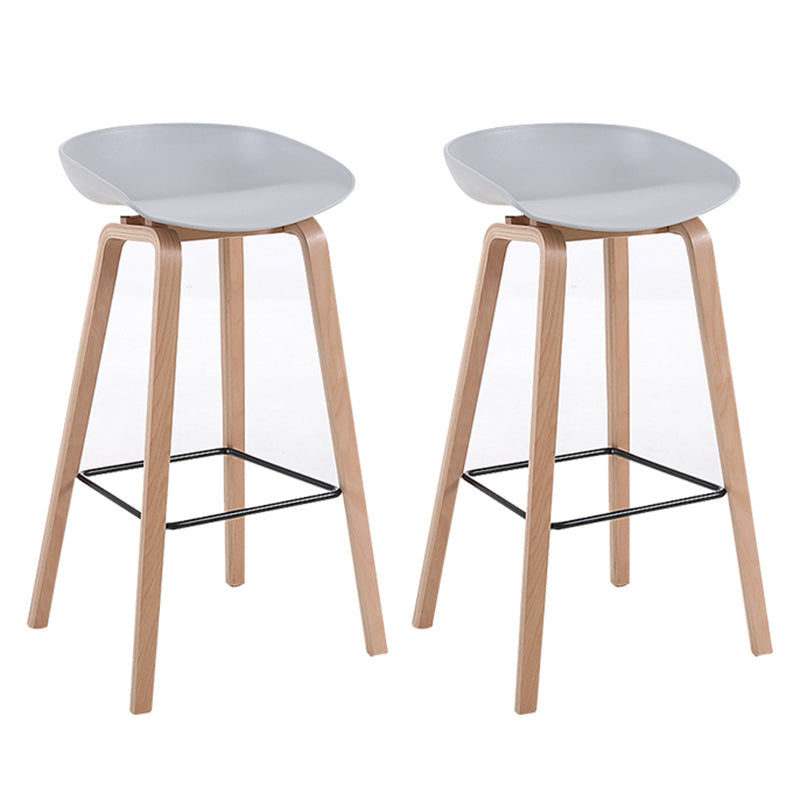 Taburete de bar sin brazos con respaldo moderno, taburete de bar de madera para el hogar con asiento de plástico