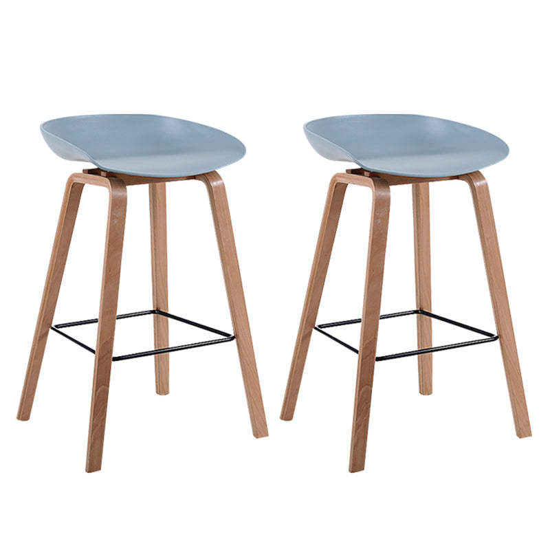 Taburete de bar sin brazos con respaldo moderno, taburete de bar de madera para el hogar con asiento de plástico