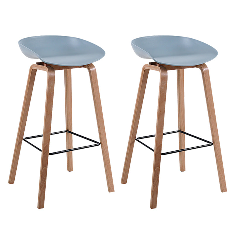 Taburete de bar sin brazos con respaldo moderno, taburete de bar de madera para el hogar con asiento de plástico