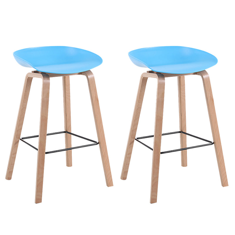 Taburete de bar sin brazos con respaldo moderno, taburete de bar de madera para el hogar con asiento de plástico