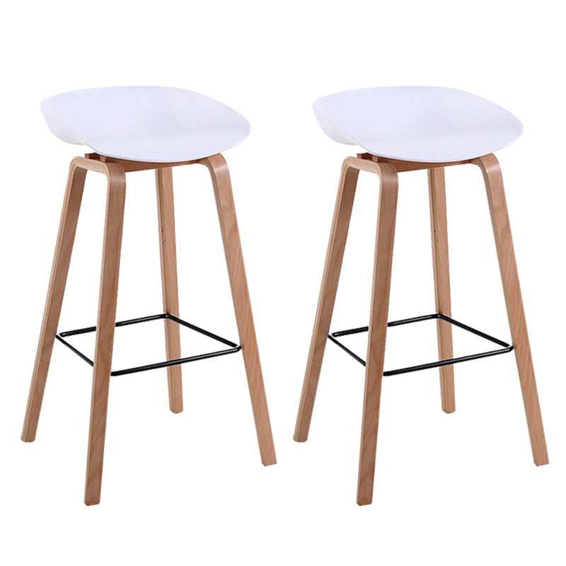 Taburete de bar sin brazos con respaldo moderno, taburete de bar de madera para el hogar con asiento de plástico