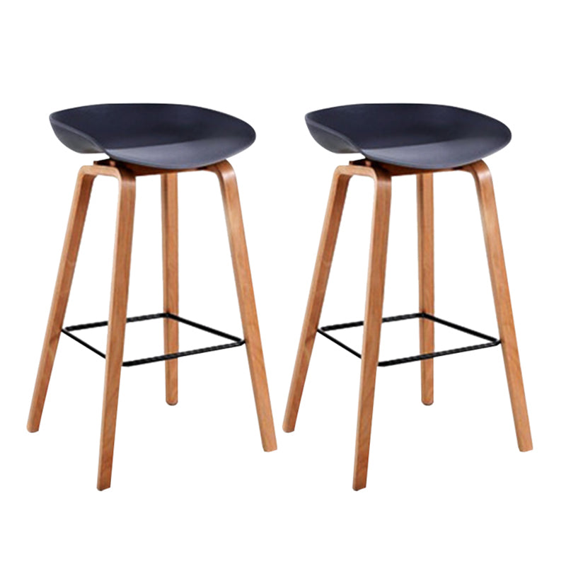 Taburete de bar sin brazos con respaldo moderno, taburete de bar de madera para el hogar con asiento de plástico