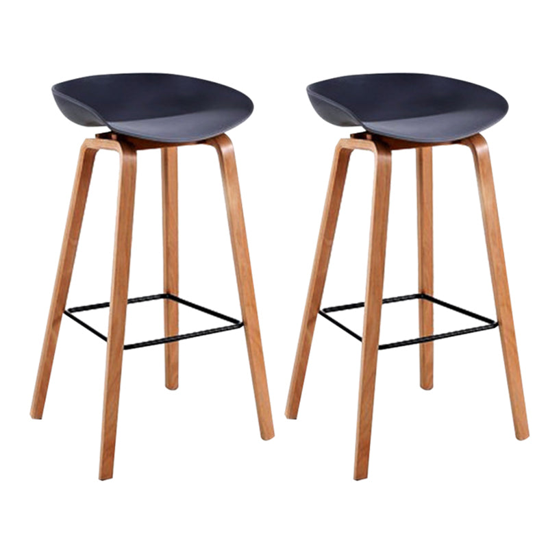 Taburete de bar sin brazos con respaldo moderno, taburete de bar de madera para el hogar con asiento de plástico
