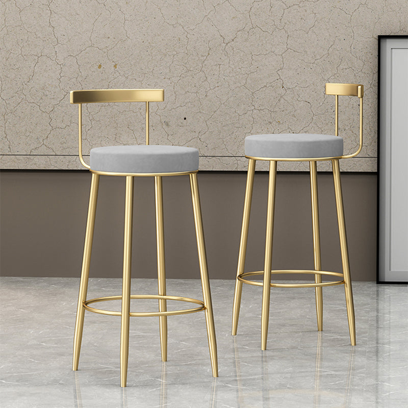 Taburete de bar sin brazos con respaldo Glam, taburete de bar para el hogar de hierro con cojín