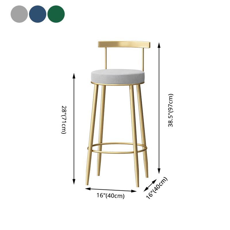 Taburete de bar sin brazos con respaldo Glam, taburete de bar para el hogar de hierro con cojín