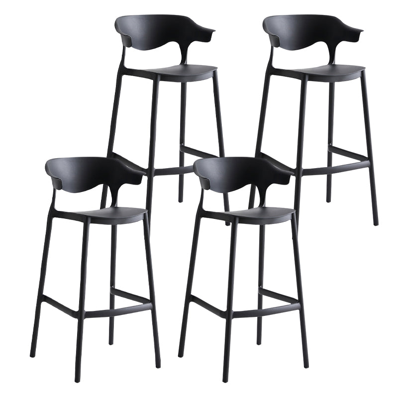 29-inch Modern Counter Bar Stool Armed Plastic Indoor Bar Stool with Footrest