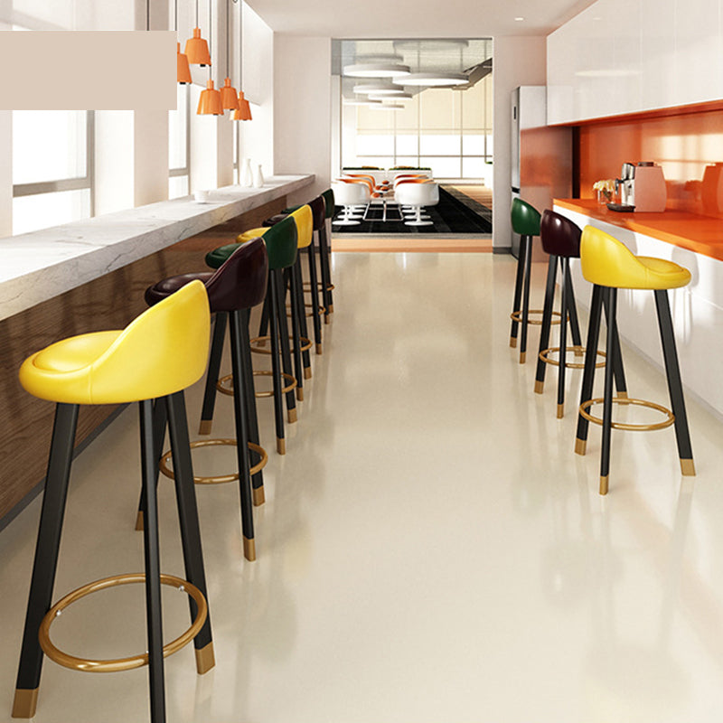 Taburete de bar sin brazos con respaldo moderno, taburete de bar de acero para el hogar con cojín