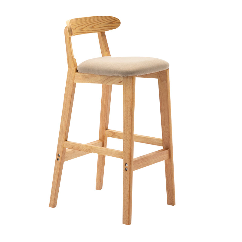 Taburete de bar sin brazos con respaldo moderno, taburete de bar de madera para tienda de té con leche con cojín