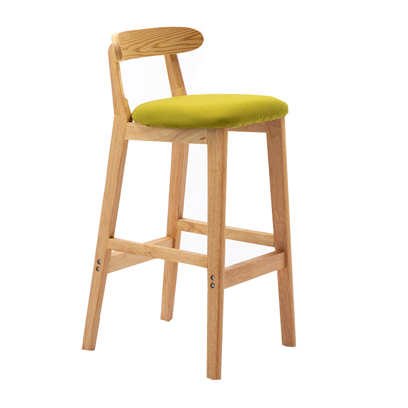 Taburete de bar sin brazos con respaldo moderno, taburete de bar de madera para tienda de té con leche con cojín