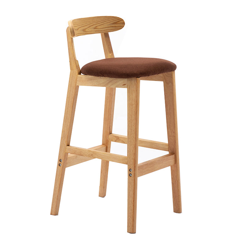 Taburete de bar sin brazos con respaldo moderno, taburete de bar de madera para tienda de té con leche con cojín