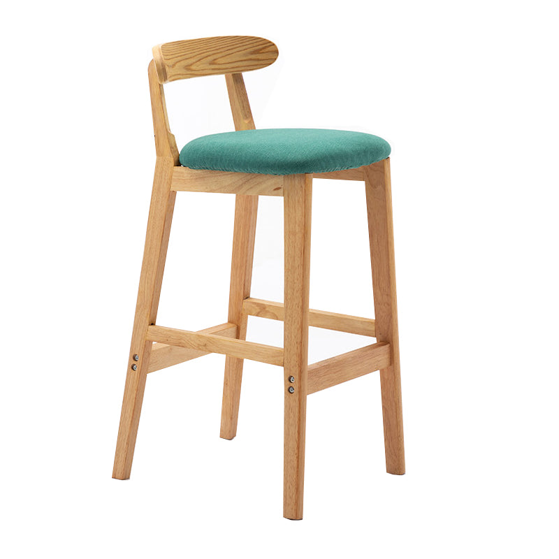 Taburete de bar sin brazos con respaldo moderno, taburete de bar de madera para tienda de té con leche con cojín
