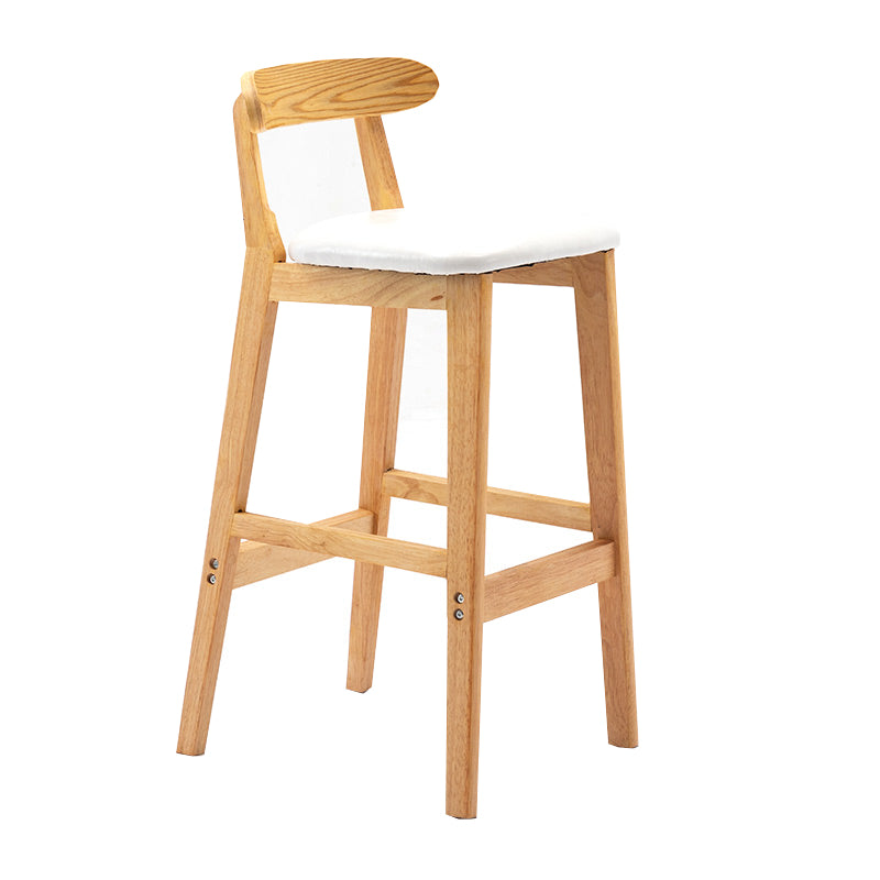 Taburete de bar sin brazos con respaldo moderno, taburete de bar de madera para tienda de té con leche con cojín