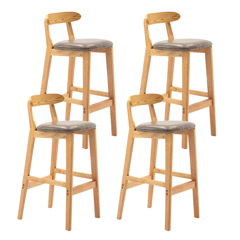 Taburete de bar sin brazos con respaldo moderno, taburete de bar de madera para tienda de té con leche con cojín