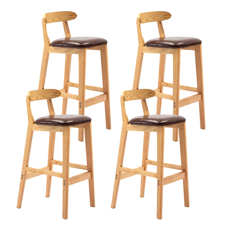 Taburete de bar sin brazos con respaldo moderno, taburete de bar de madera para tienda de té con leche con cojín