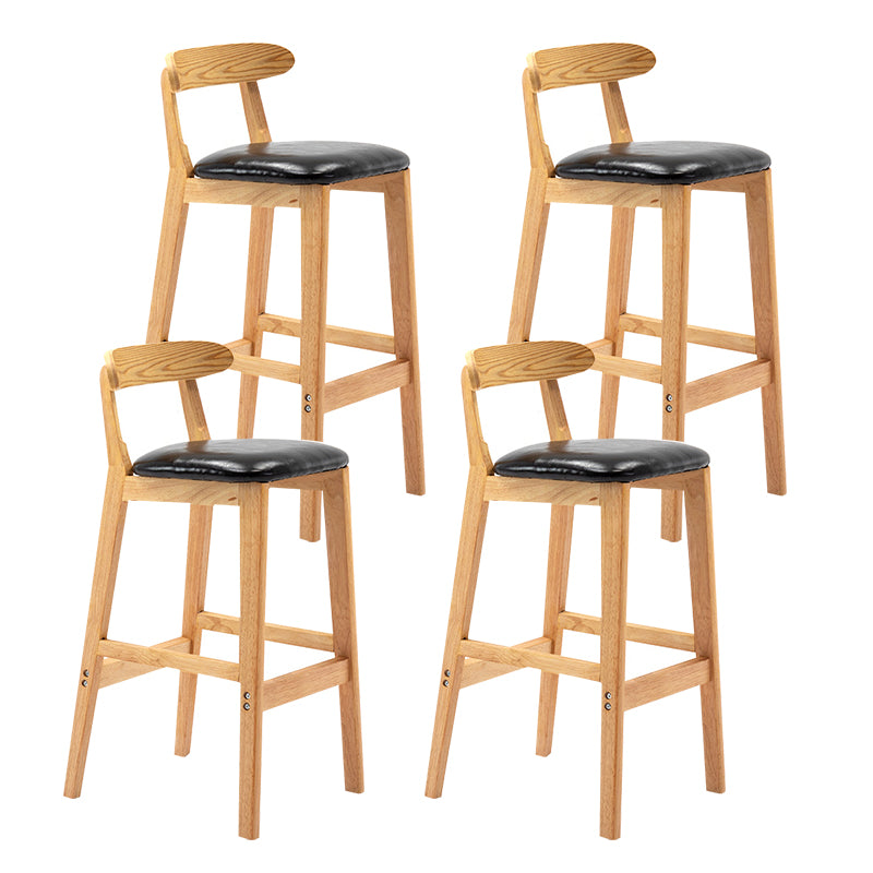 Taburete de bar sin brazos con respaldo moderno, taburete de bar de madera para tienda de té con leche con cojín