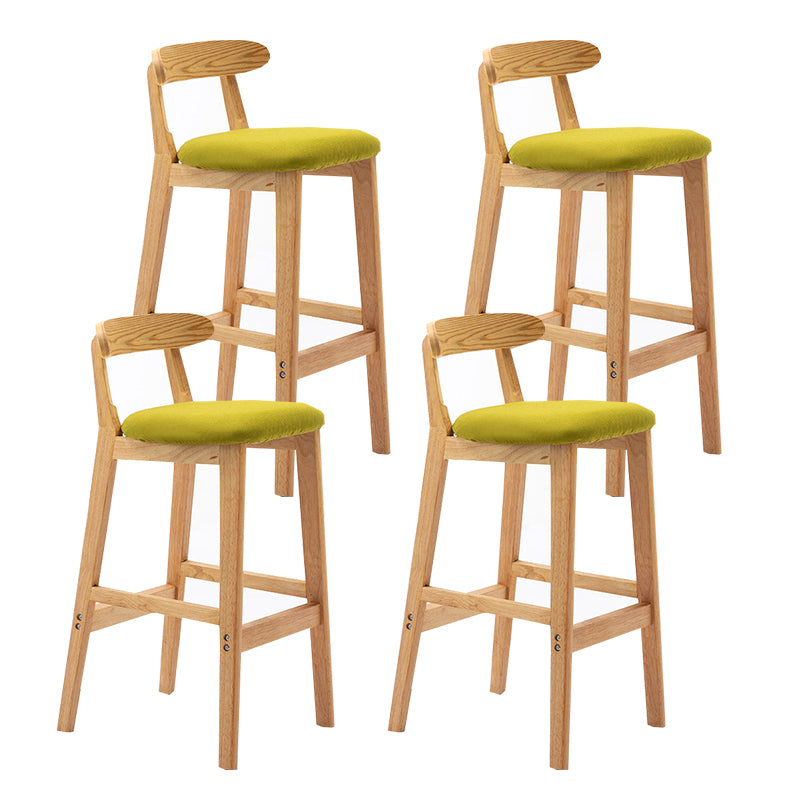 Taburete de bar sin brazos con respaldo moderno, taburete de bar de madera para tienda de té con leche con cojín