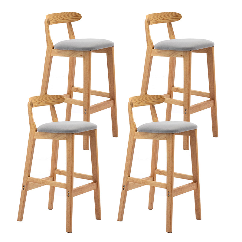 Taburete de bar sin brazos con respaldo moderno, taburete de bar de madera para tienda de té con leche con cojín
