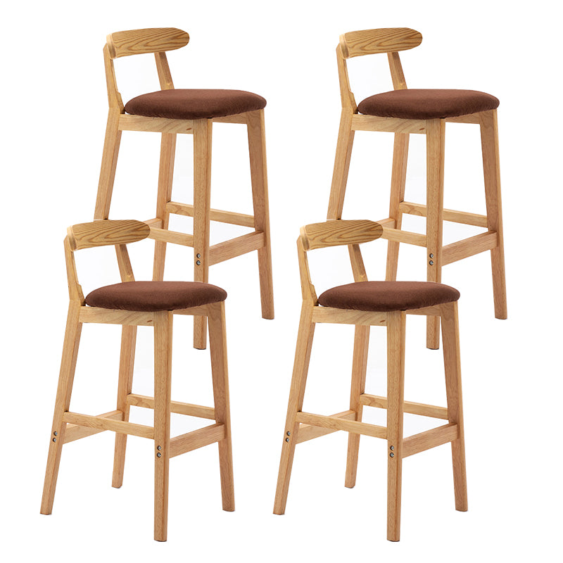 Taburete de bar sin brazos con respaldo moderno, taburete de bar de madera para tienda de té con leche con cojín