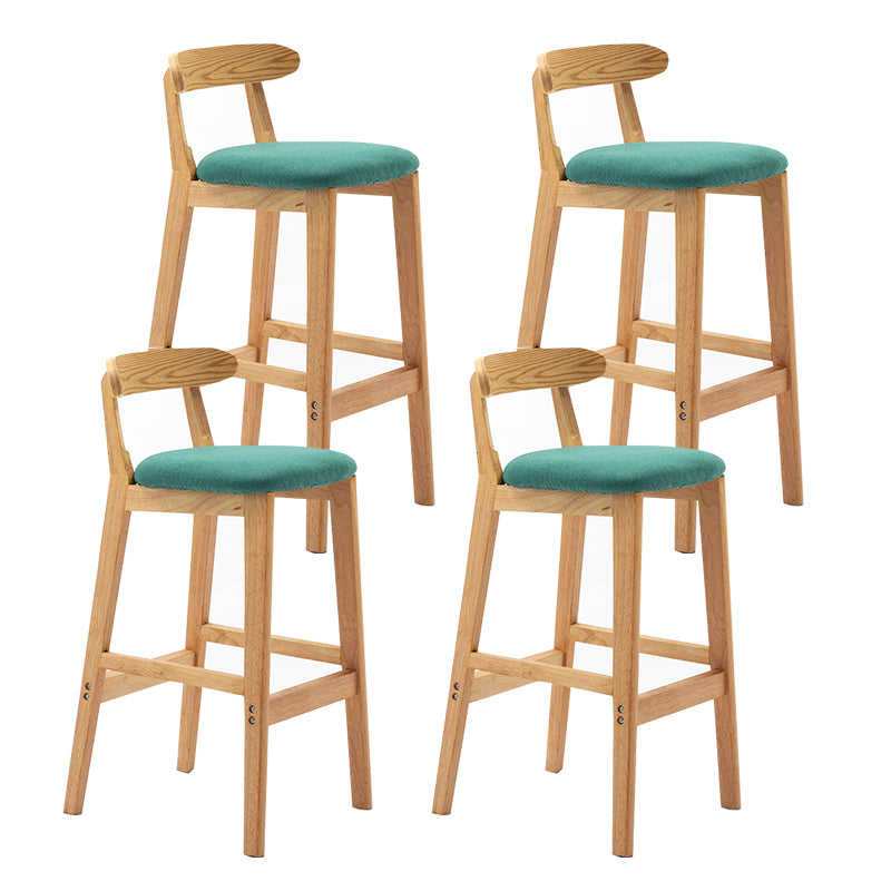Taburete de bar sin brazos con respaldo moderno, taburete de bar de madera para tienda de té con leche con cojín