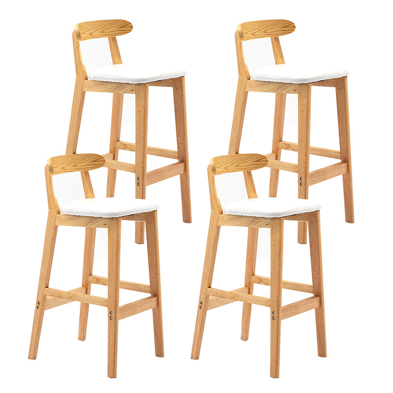 Taburete de bar sin brazos con respaldo moderno, taburete de bar de madera para tienda de té con leche con cojín