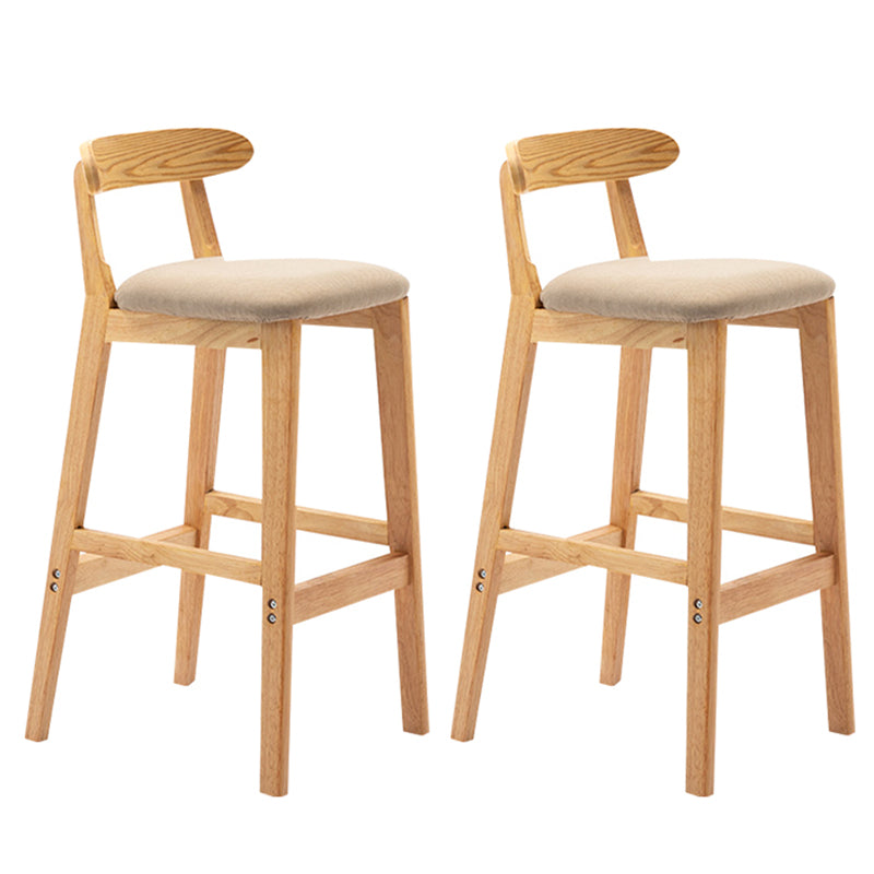 Taburete de bar sin brazos con respaldo moderno, taburete de bar de madera para tienda de té con leche con cojín