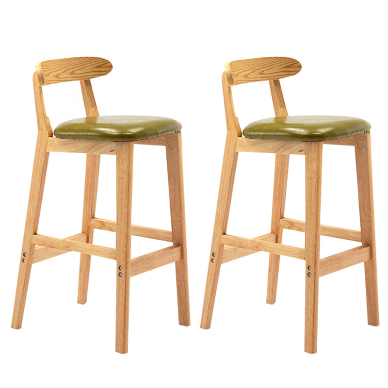 Taburete de bar sin brazos con respaldo moderno, taburete de bar de madera para tienda de té con leche con cojín