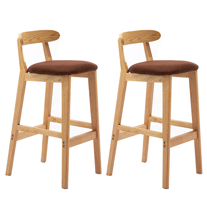 Taburete de bar sin brazos con respaldo moderno, taburete de bar de madera para tienda de té con leche con cojín