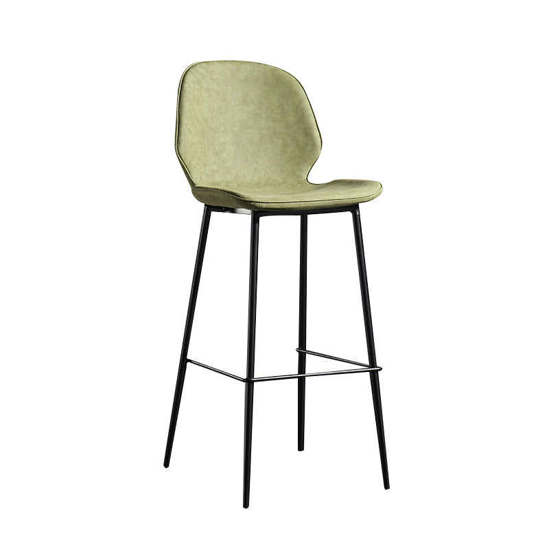 Taburete de bar sin brazos con respaldo moderno, taburete de bar de hierro para balcón con cojín de cuero