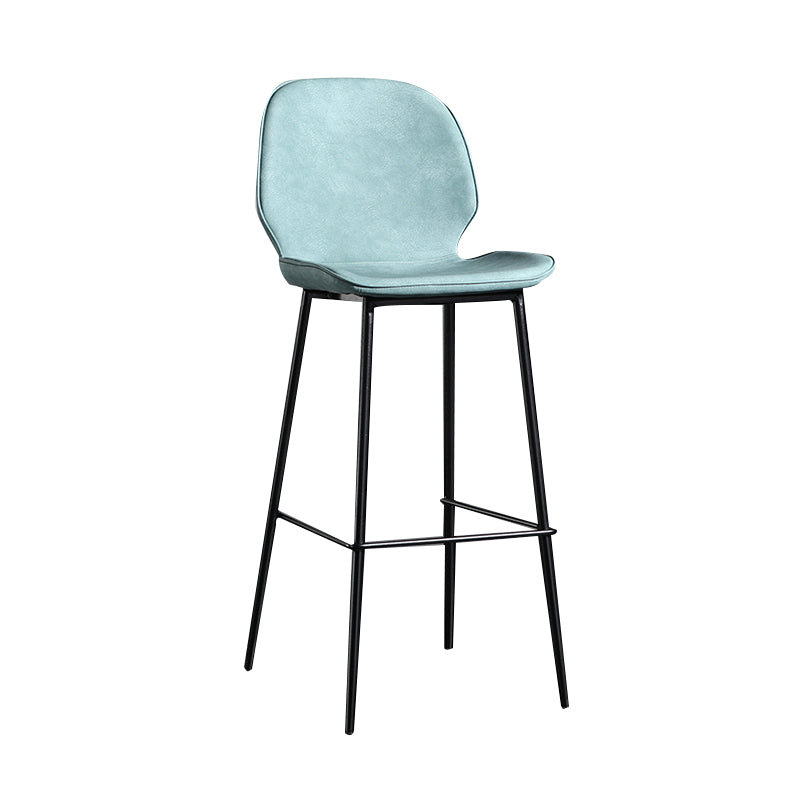 Taburete de bar sin brazos con respaldo moderno, taburete de bar de hierro para balcón con cojín de cuero