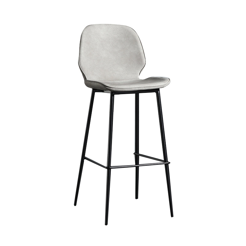 Taburete de bar sin brazos con respaldo moderno, taburete de bar de hierro para balcón con cojín de cuero