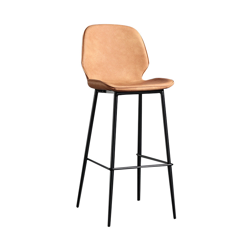Taburete de bar sin brazos con respaldo moderno, taburete de bar de hierro para balcón con cojín de cuero