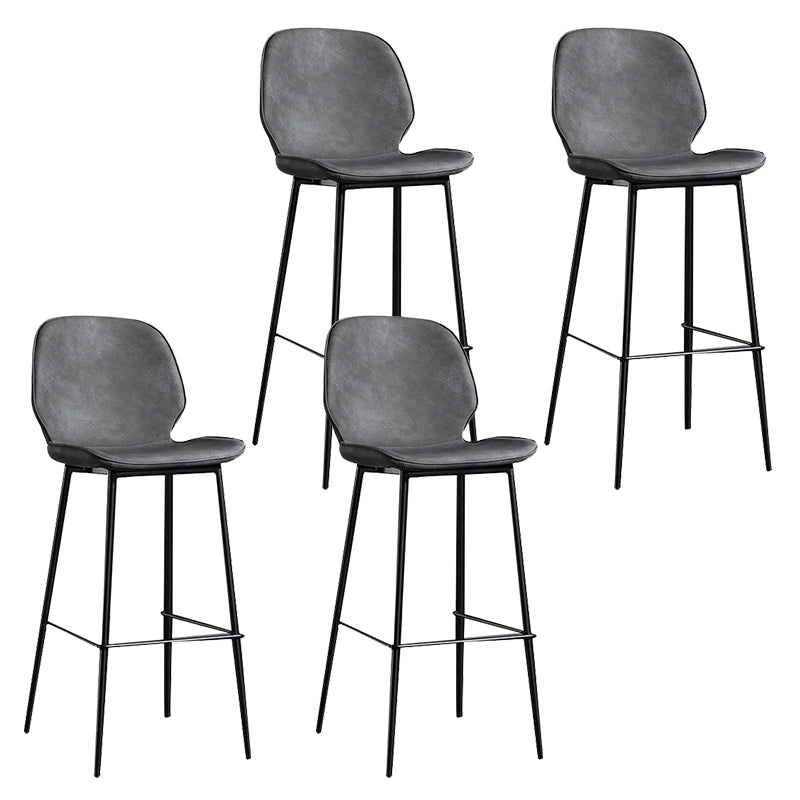 Taburete de bar sin brazos con respaldo moderno, taburete de bar de hierro para balcón con cojín de cuero