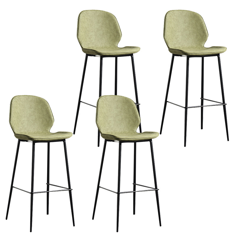 Taburete de bar sin brazos con respaldo moderno, taburete de bar de hierro para balcón con cojín de cuero