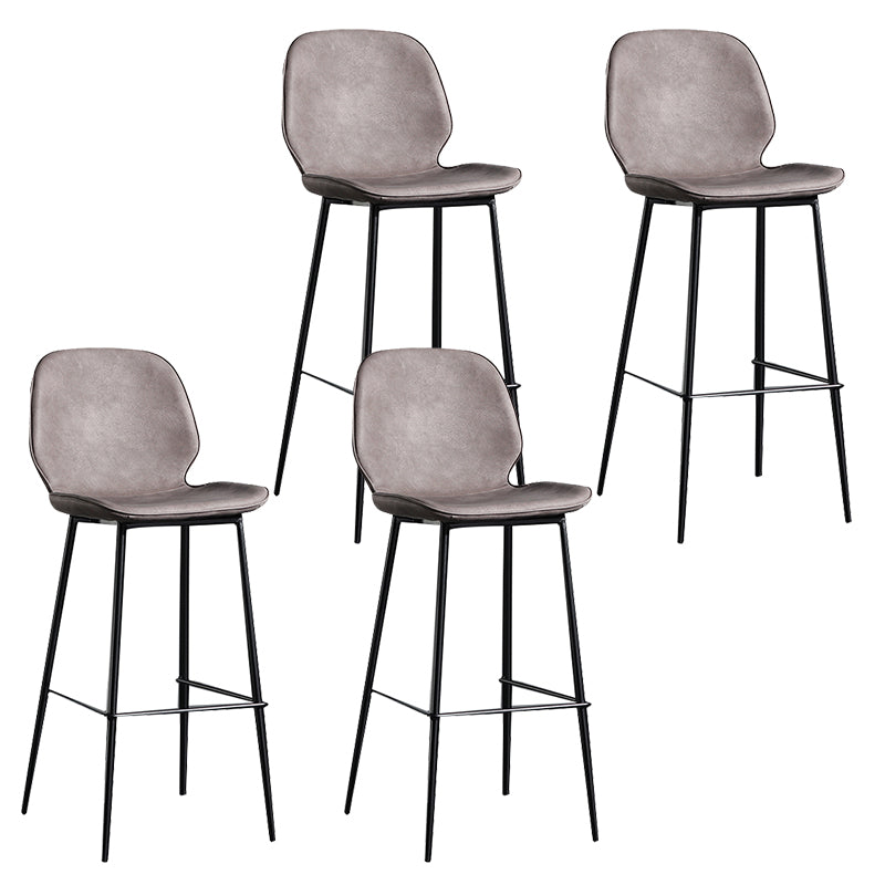 Taburete de bar sin brazos con respaldo moderno, taburete de bar de hierro para balcón con cojín de cuero