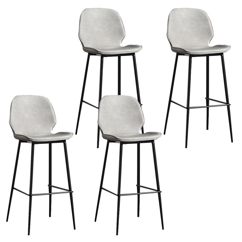 Taburete de bar sin brazos con respaldo moderno, taburete de bar de hierro para balcón con cojín de cuero