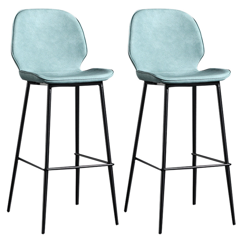 Taburete de bar sin brazos con respaldo moderno, taburete de bar de hierro para balcón con cojín de cuero