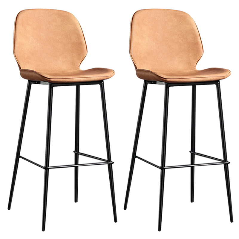 Taburete de bar sin brazos con respaldo moderno, taburete de bar de hierro para balcón con cojín de cuero