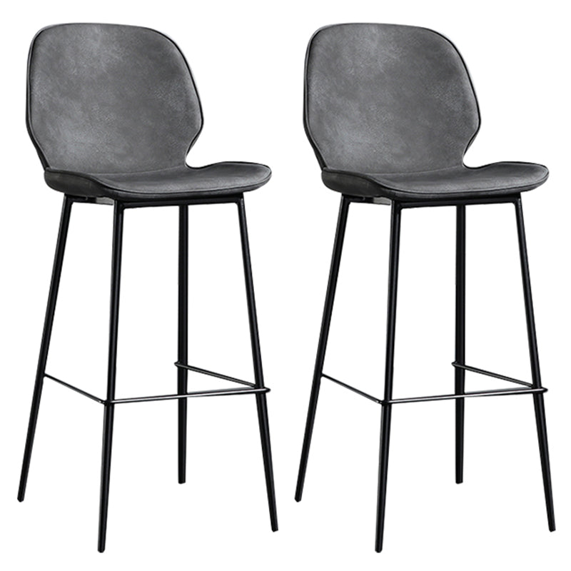 Taburete de bar sin brazos con respaldo moderno, taburete de bar de hierro para balcón con cojín de cuero