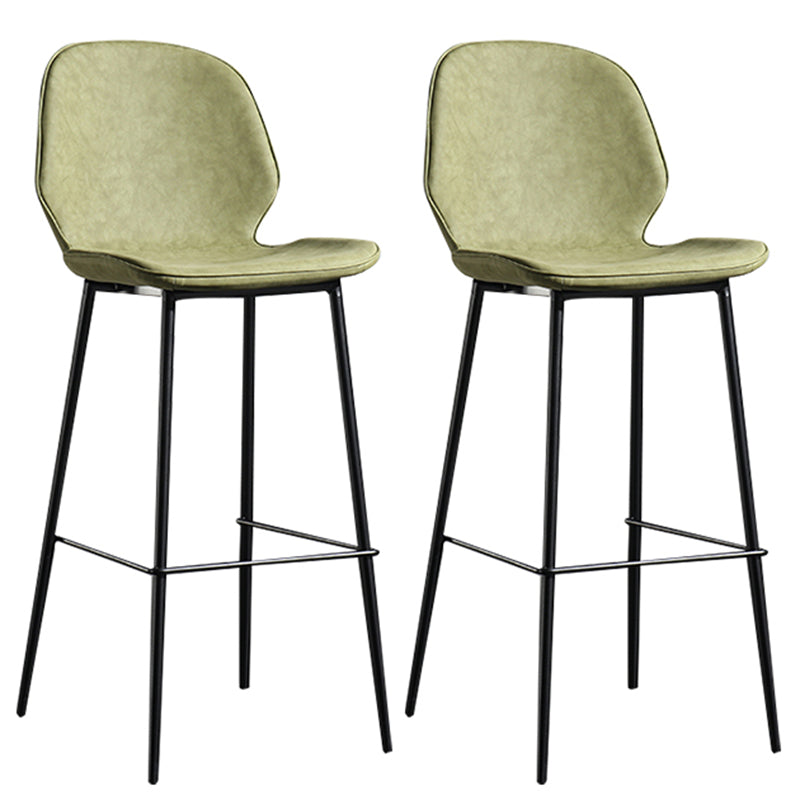 Taburete de bar sin brazos con respaldo moderno, taburete de bar de hierro para balcón con cojín de cuero