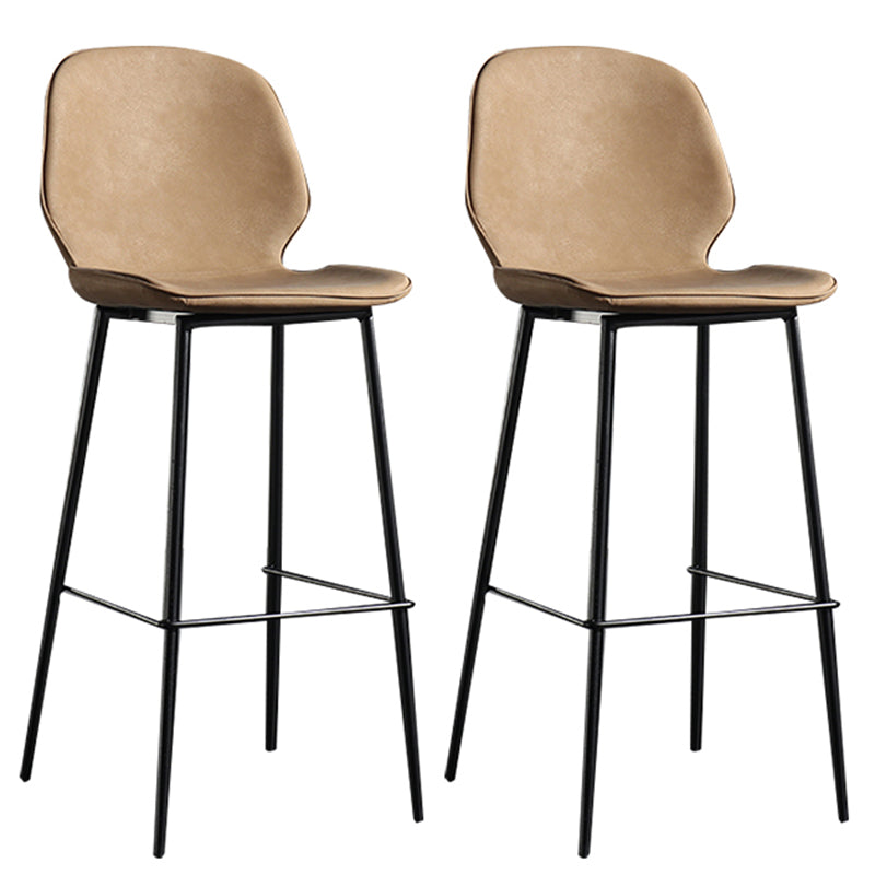 Taburete de bar sin brazos con respaldo moderno, taburete de bar de hierro para balcón con cojín de cuero