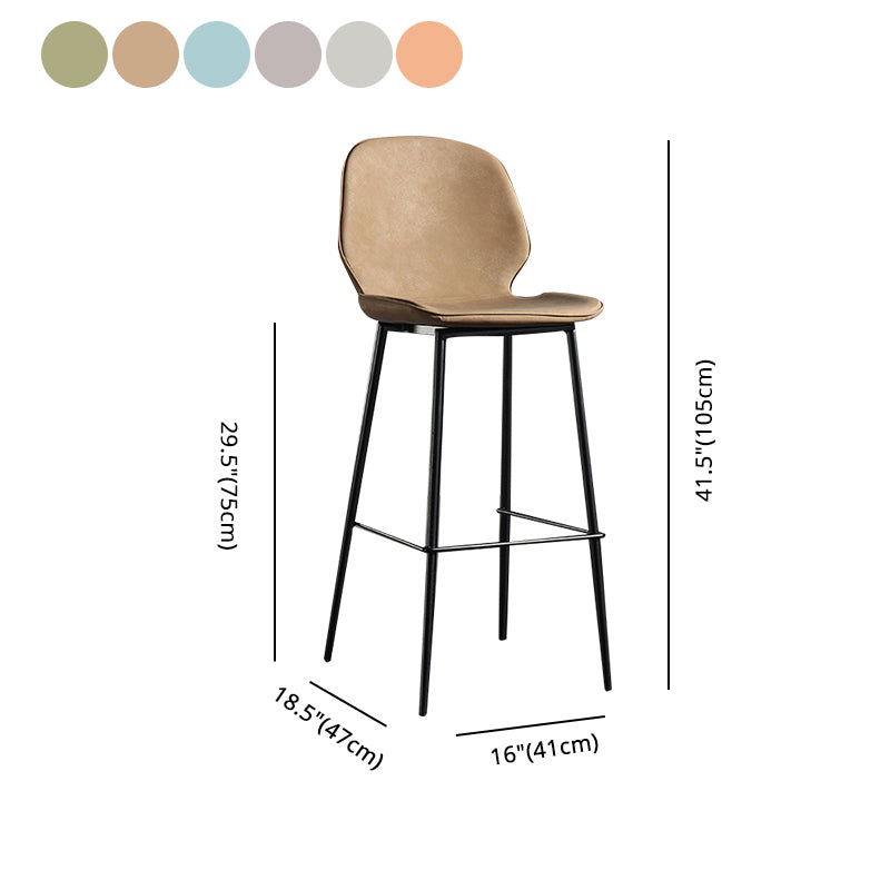 Taburete de bar sin brazos con respaldo moderno, taburete de bar de hierro para balcón con cojín de cuero