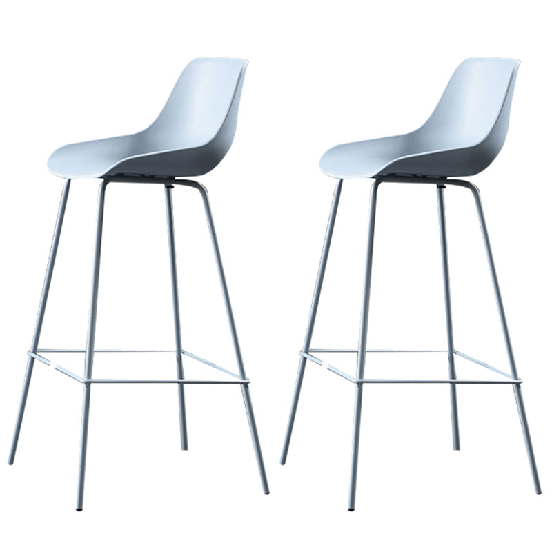 Contemporary Macaroon Counter Stools Armless Plastic Indoor Bar Stool with Iron Base
