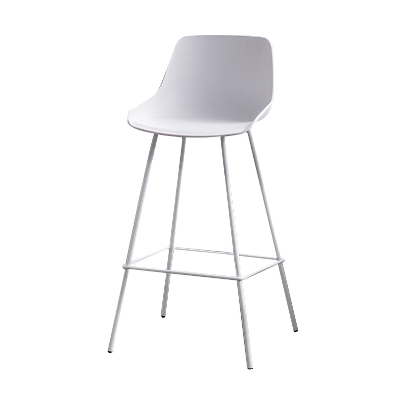Contemporary Macaroon Counter Stools Armless Plastic Indoor Bar Stool with Iron Base