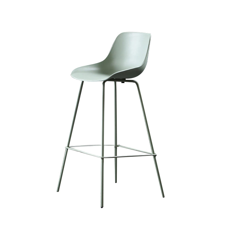 Contemporary Macaroon Counter Stools Armless Plastic Indoor Bar Stool with Iron Base