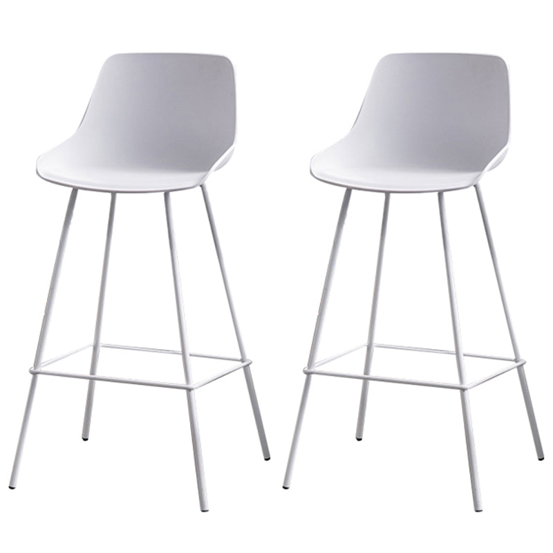 Contemporary Macaroon Counter Stools Armless Plastic Indoor Bar Stool with Iron Base